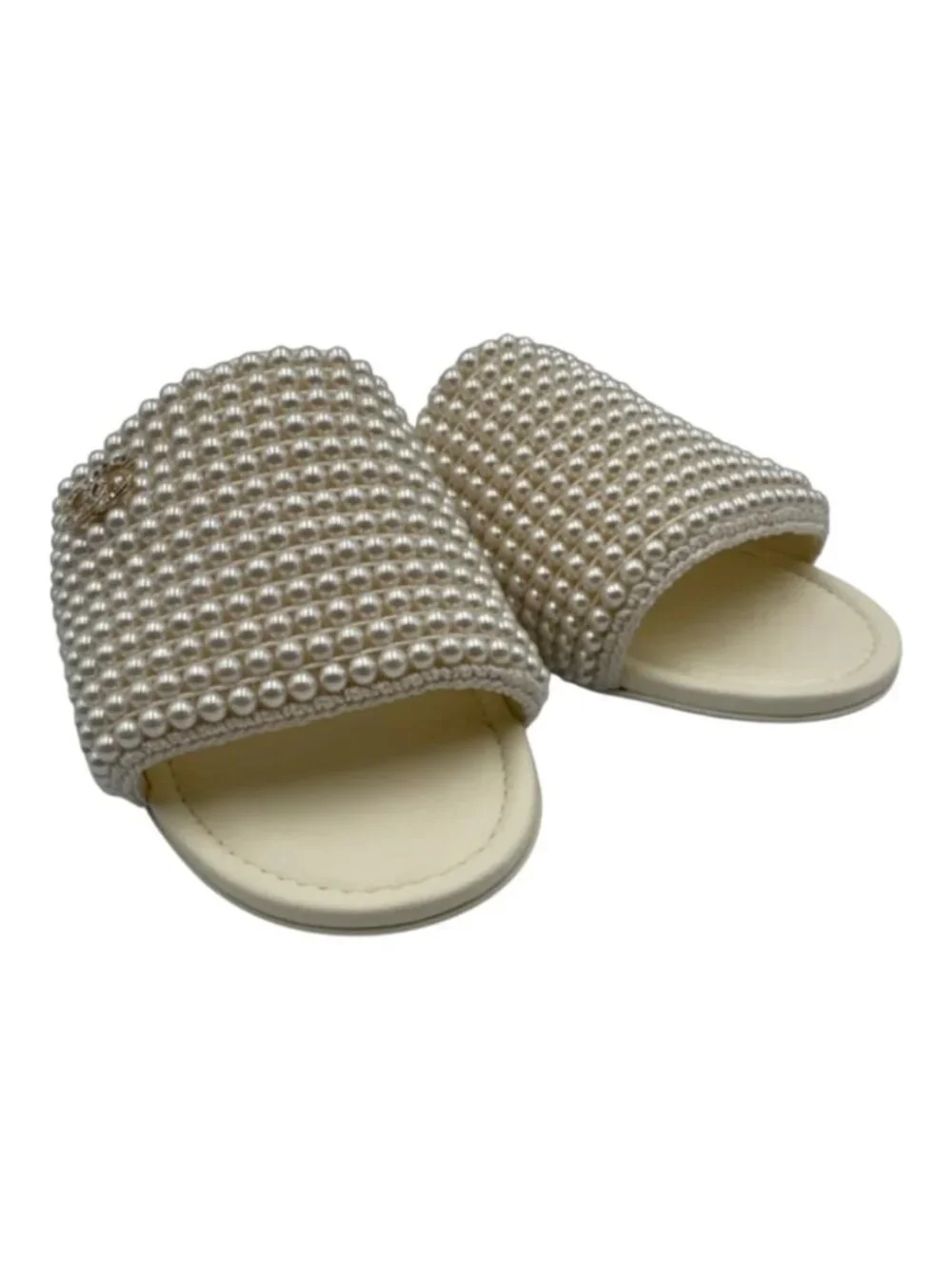 NIB Chanel 2025 Pearl CC Flat Mules Ivory White 41 Full Set
